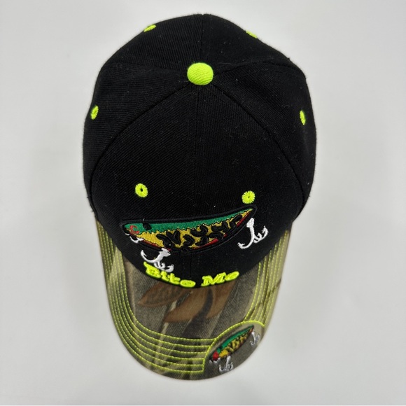 Bite Me Fishing Lure Hat Hook & Loop Strapback 3d Raised Embroidery KYS Design - Picture 10 of 14